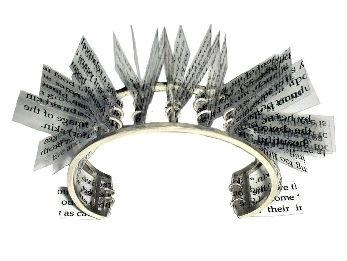 I Wear My Heart On My Sleeve Bracelet,, Sterling Silver and Acetone Paper, Body Image Poem 3" x 6"