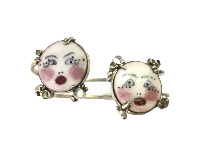 Sisters Bracelet- Enamel, Sterling Silver 2" x 6"