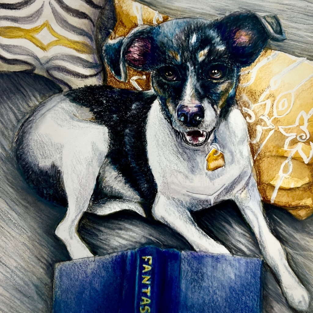Darlington Terrier watercolor and colored pencil