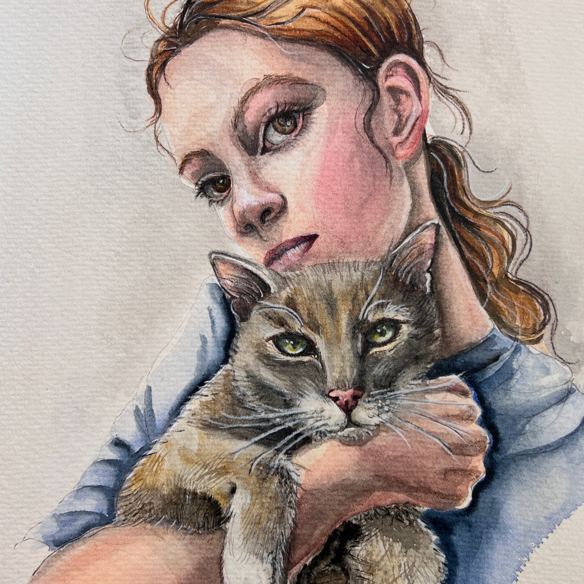 Darlington, Bad Kitty, Watercolor and pencil 8"x10"